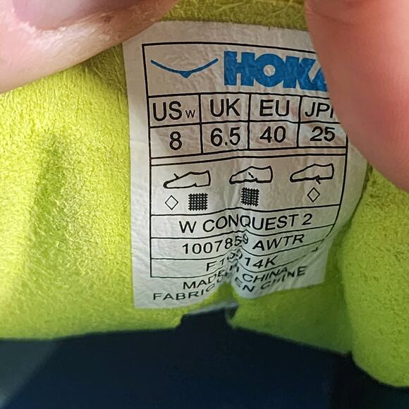 Hoka One One Conquest 2 Low Sz 8 Womens 009498 Green Synthetic Running Sneakers - Picture 7 of 9